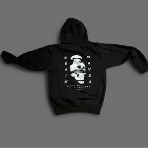 CHOMP Brain Waves Mushroom Skull Hoodie Black | Unisex Small